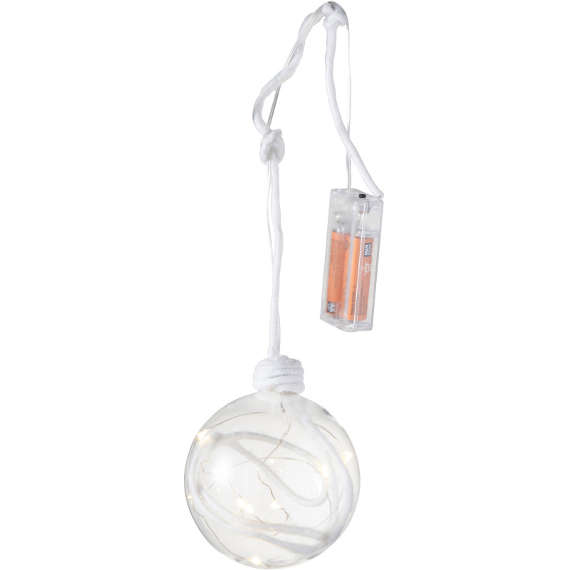 Boule de Noël lumineuse Led XL en Verre Transparent Corde Blanc - 1