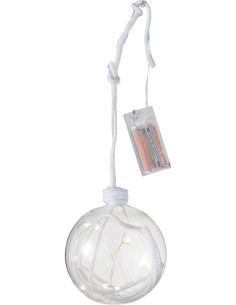 Boule de Noël lumineuse Led XXL en Verre Transparent Corde Blanc - 1