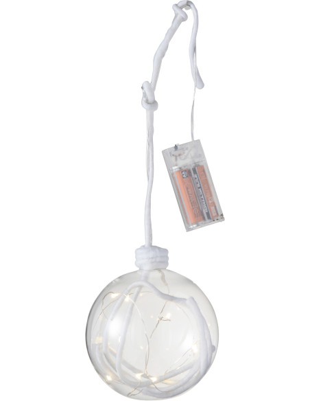 Boule de Noël lumineuse Led XXL en Verre Transparent Corde Blanc - 1