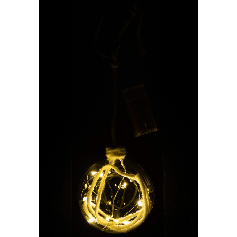 Boule de Noël lumineuse Led XXL en Verre Transparent Corde Blanc - 3