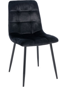 Chaise moderne en Velours Noir Métal Noir Mat Delphine - 1