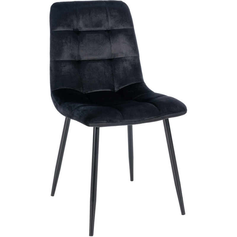 Chaise moderne en Velours Noir Métal Noir Mat Delphine - 1