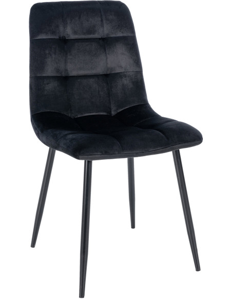 Chaise moderne en Velours Noir Métal Noir Mat Delphine - 1
