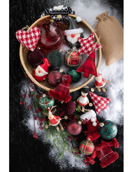 Boule de Noël XL en Verre Rouge Motif rosaces - 3