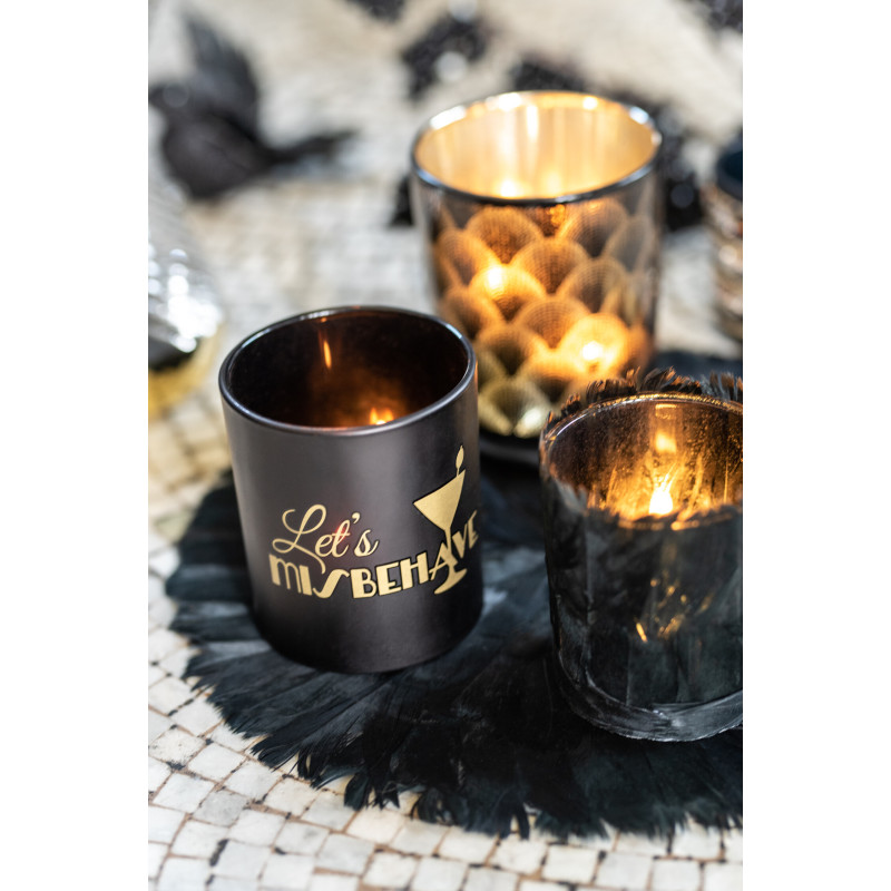 Photophore Cylindrique Gatsby Diamètre 7 cm en Verre Noir Doré (Lot de 2) - 2