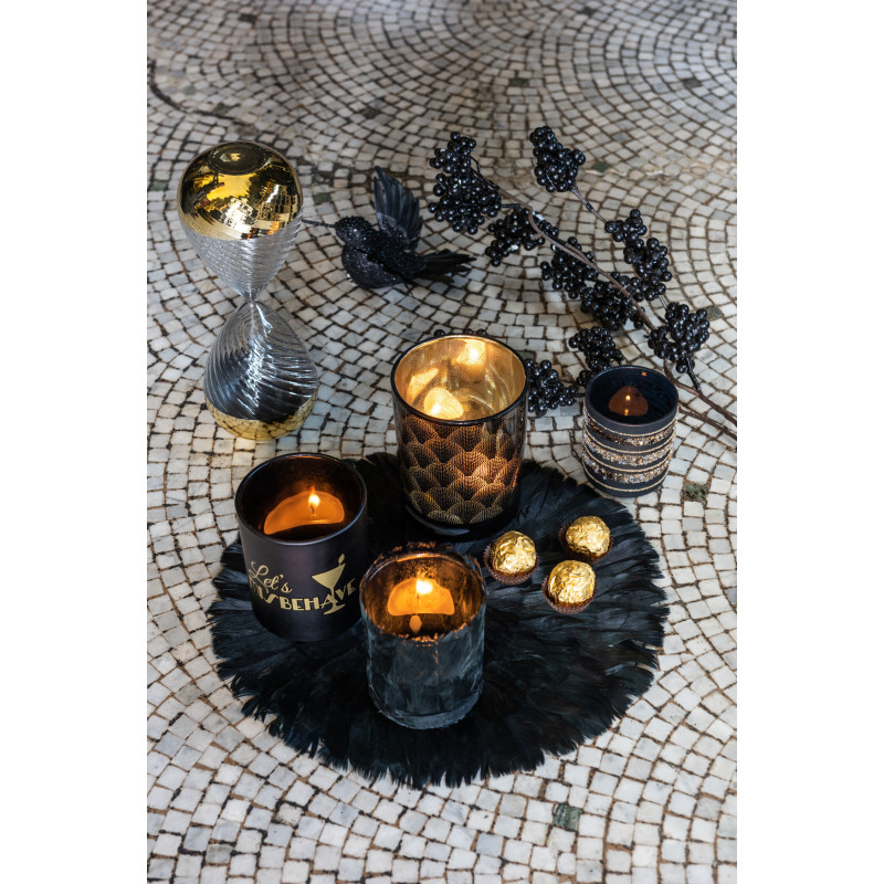 Photophore Cylindrique Gatsby Diamètre 7 cm en Verre Noir Doré (Lot de 2) - 3