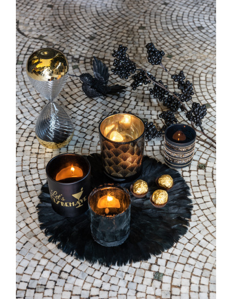 Photophore Cylindrique Gatsby Diamètre 7 cm en Verre Noir Doré (Lot de 2) - 3