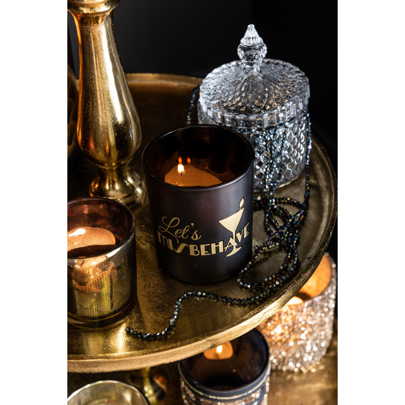 Photophore Cylindrique Gatsby Diamètre 7 cm en Verre Noir Doré (Lot de 2) - 4