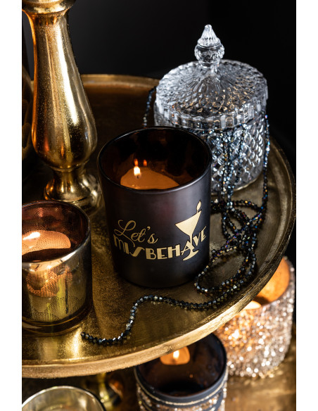 Photophore Cylindrique Gatsby Diamètre 7 cm en Verre Noir Doré (Lot de 2) - 4