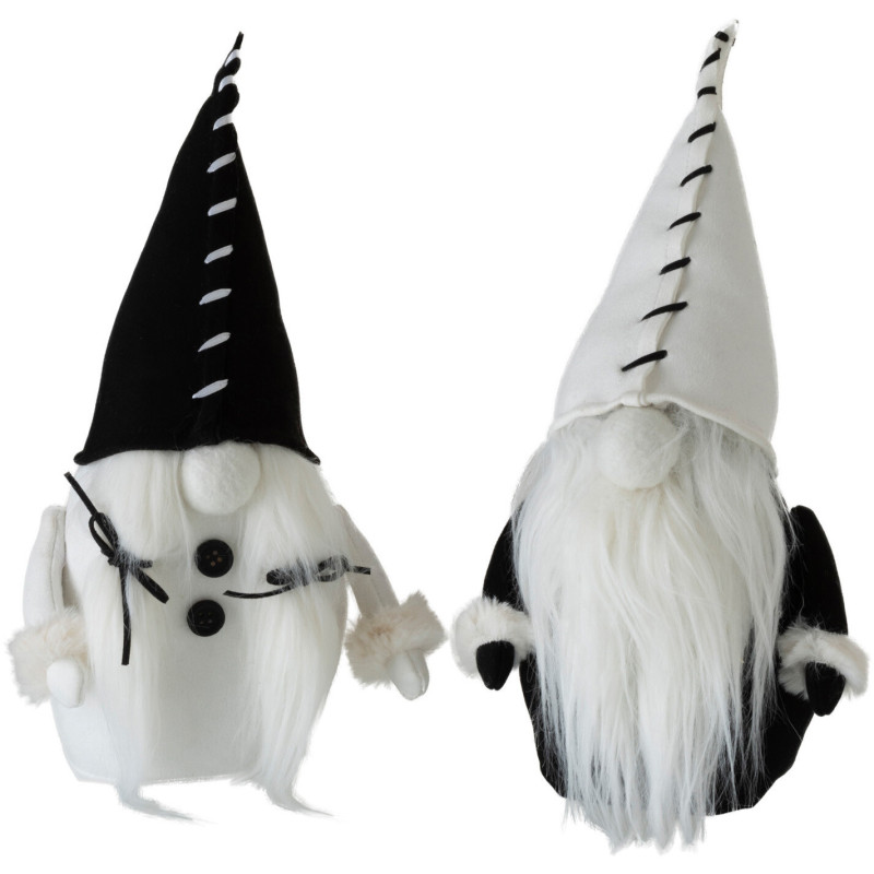 Décoration de Noël Père Noël 30 cm en Polyester Noir Blanc (Lot de 2) - 1