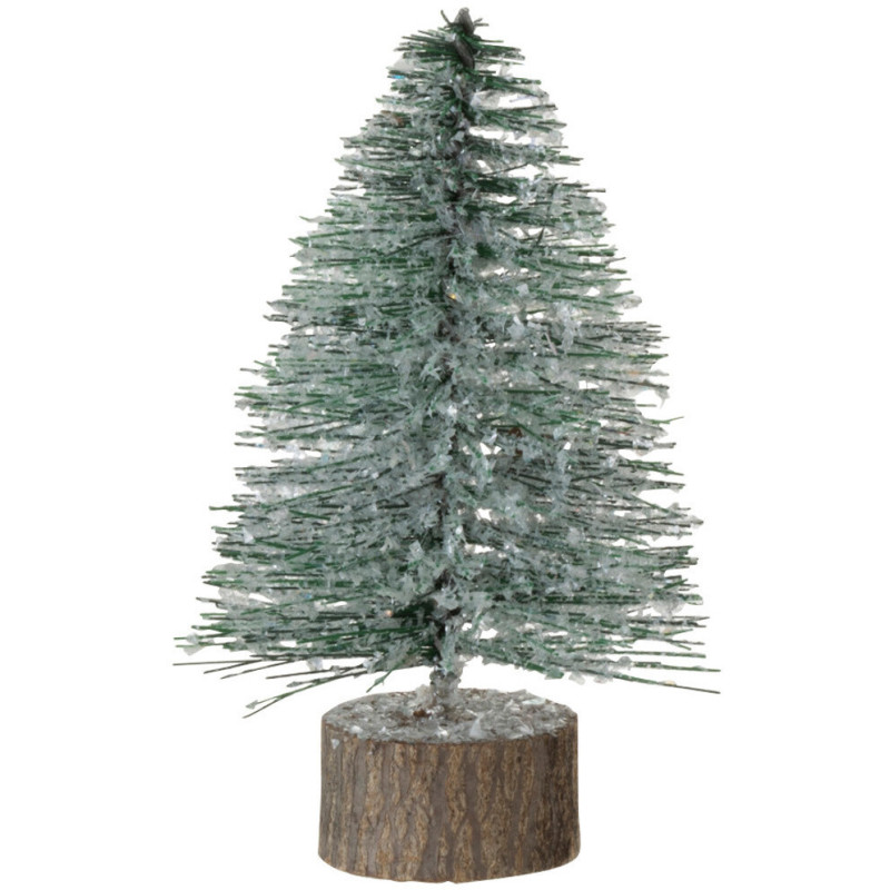 Décoration sur pied Sapin de Noël 15 cm en Plastique Vert Avec paillettes - 1