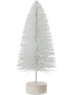 Décoration sur pied Sapin de Noël en Plastique Blanc Avec paillettes - 1