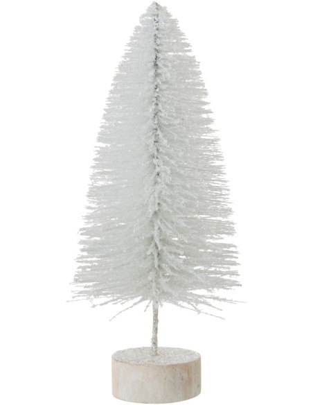 Décoration sur pied Sapin de Noël en Plastique Blanc Avec paillettes - 1