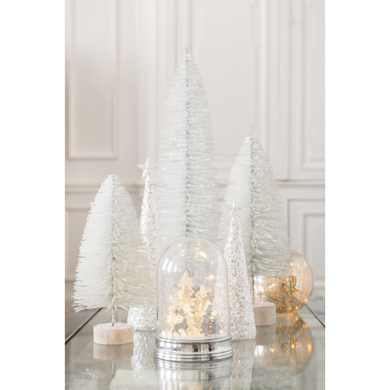 Décoration sur pied Sapin de Noël en Plastique Blanc Avec paillettes - 2