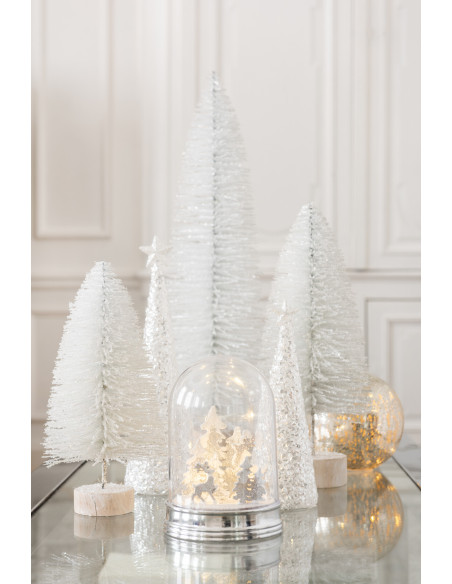 Décoration sur pied Sapin de Noël en Plastique Blanc Avec paillettes - 2