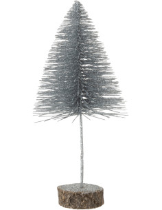 Décoration sur pied Sapin de Noël 30 cm en Plastique Argenté Avec paillettes - 1