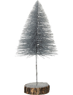 Décoration sur pied Sapin de Noël 35 cm en Plastique Argenté Avec paillettes - 1