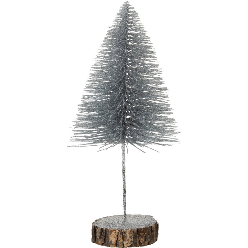 Décoration sur pied Sapin de Noël 35 cm en Plastique Argenté Avec paillettes - 1