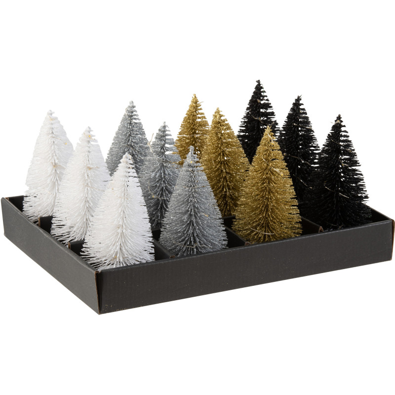 Bougie Led Sapin de Noël 15 cm en Plastique Noir Blanc Doré Argenté (Lot de 12) - 1