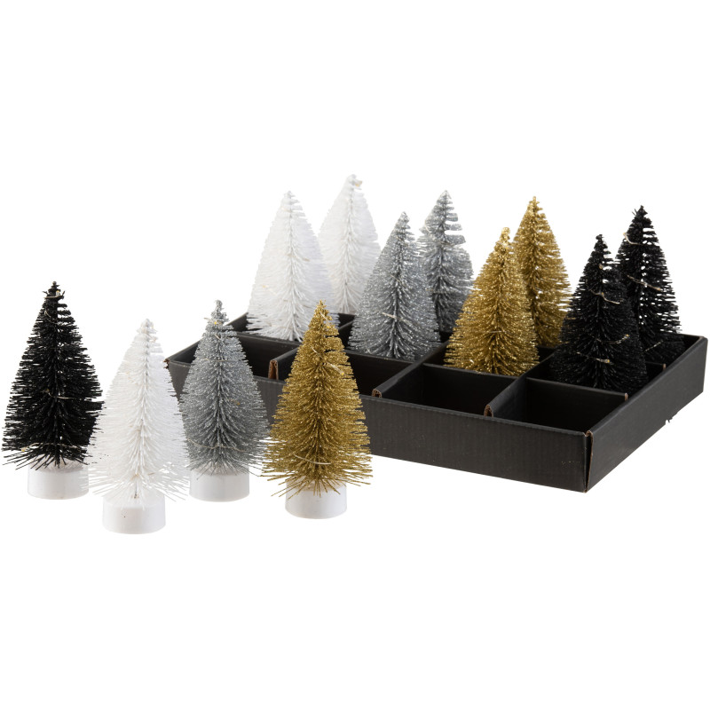 Bougie Led Sapin de Noël 15 cm en Plastique Noir Blanc Doré Argenté (Lot de 12) - 2