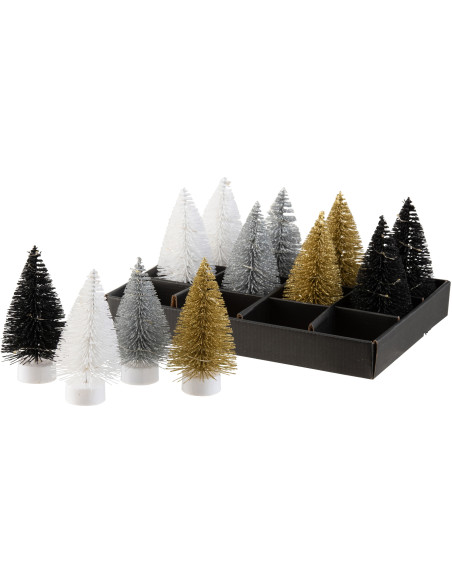 Bougie Led Sapin de Noël 15 cm en Plastique Noir Blanc Doré Argenté (Lot de 12) - 2