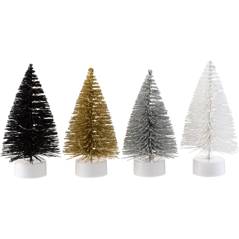 Bougie Led Sapin de Noël 15 cm en Plastique Noir Blanc Doré Argenté (Lot de 12) - 3