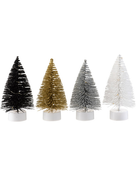 Bougie Led Sapin de Noël 15 cm en Plastique Noir Blanc Doré Argenté (Lot de 12) - 3