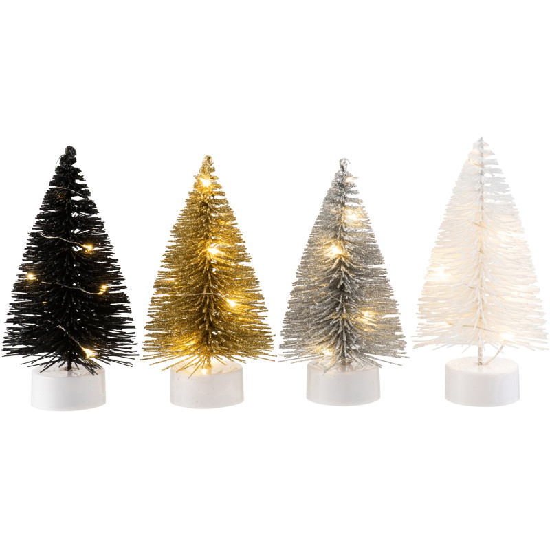 Bougie Led Sapin de Noël 15 cm en Plastique Noir Blanc Doré Argenté (Lot de 12) - 4