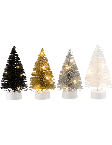Bougie Led Sapin de Noël 15 cm en Plastique Noir Blanc Doré Argenté (Lot de 12) - 4