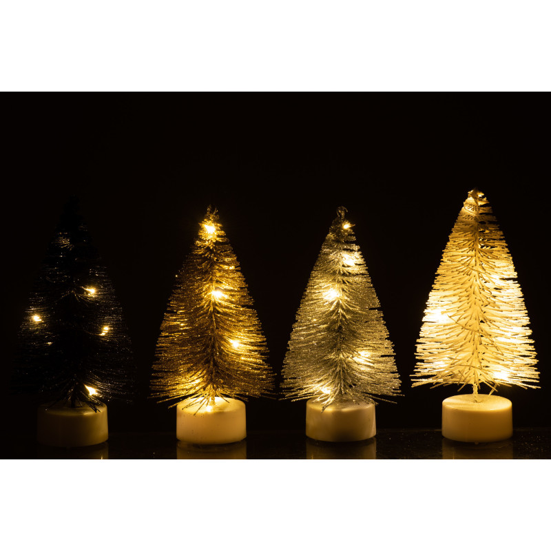 Bougie Led Sapin de Noël 15 cm en Plastique Noir Blanc Doré Argenté (Lot de 12) - 5