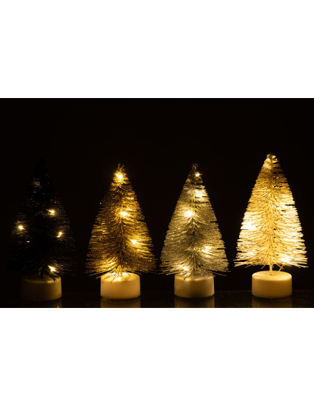 Bougie Led Sapin de Noël 15 cm en Plastique Noir Blanc Doré Argenté (Lot de 12) - 5