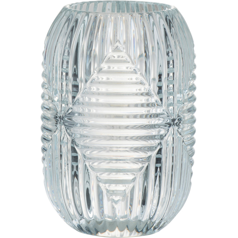 Photophore Cylindrique Vinisya Diamètre 9 cm en Verre Transparent Motif lignes - 1