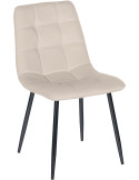 Chaise moderne en Velours Blanc crème Métal Noir Mat Delphine
