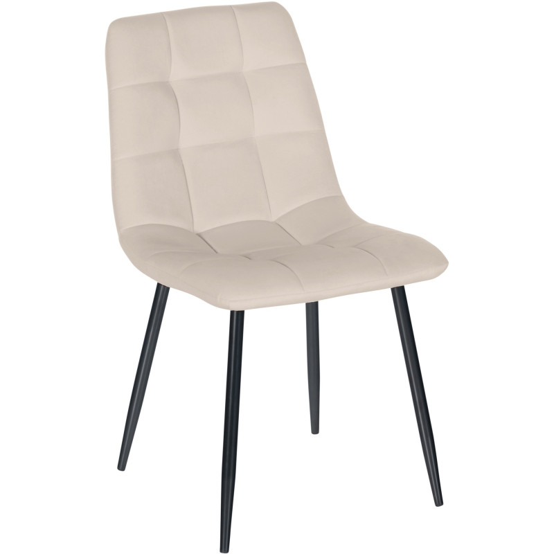 Chaise moderne en Velours Blanc crème Métal Noir Mat Delphine - 1
