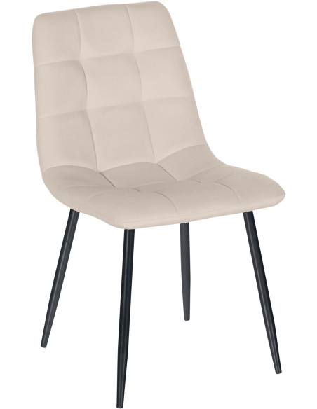 Chaise moderne en Velours Blanc crème Métal Noir Mat Delphine - 1