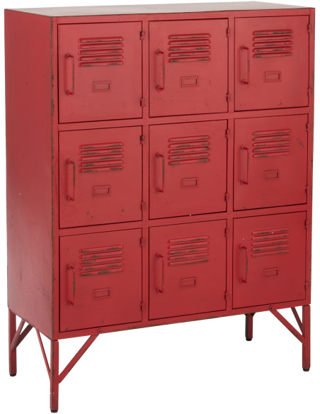 Armoire Vestiaire 9 portes Locker en Métal Rouge - 1