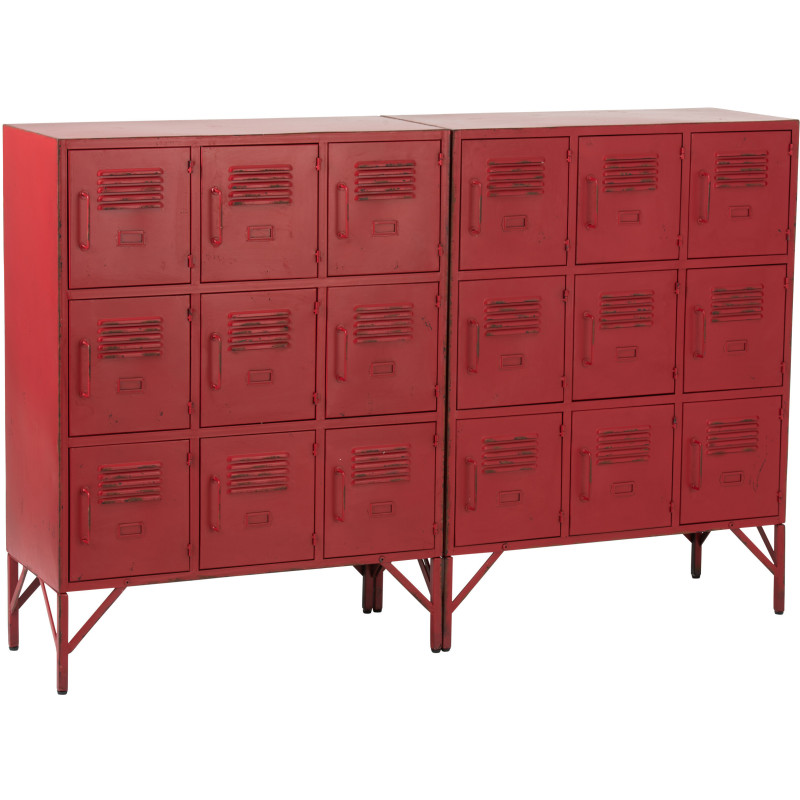 Armoire Vestiaire 9 portes Locker en Métal Rouge - 3