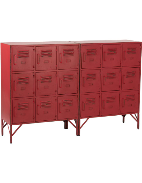 Armoire Vestiaire 9 portes Locker en Métal Rouge - 3