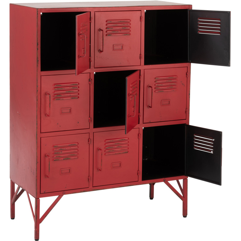 Armoire Vestiaire 9 portes Locker en Métal Rouge - 7