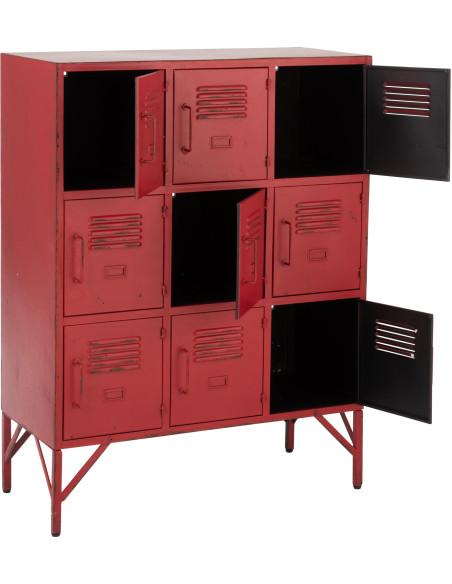 Armoire Vestiaire 9 portes Locker en Métal Rouge - 7