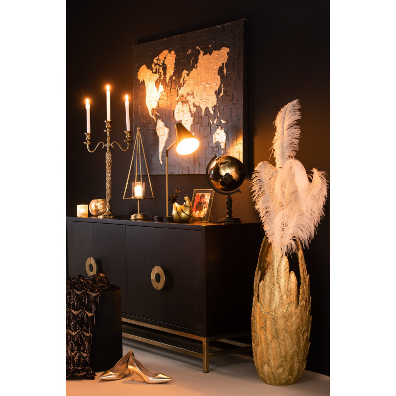 Globe terrestre décoratif Ellen Hauteur 40 cm en Bois de manguier Noir Plastique Doré Noir - 2