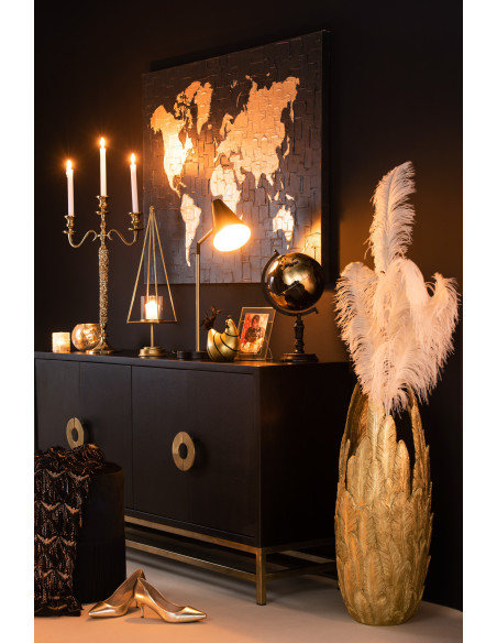 Globe terrestre décoratif Ellen Hauteur 40 cm en Bois de manguier Noir Plastique Doré Noir - 2