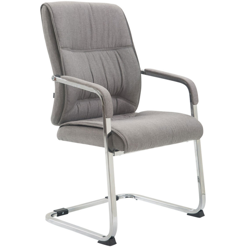 Chaise de bureau Avec accoudoirs Yolaine en Polyester Gris Métal Chromé  - 1