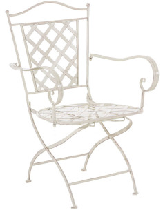 Chaise de jardin Pliante Avec accoudoirs Janna en Métal Beige - 1