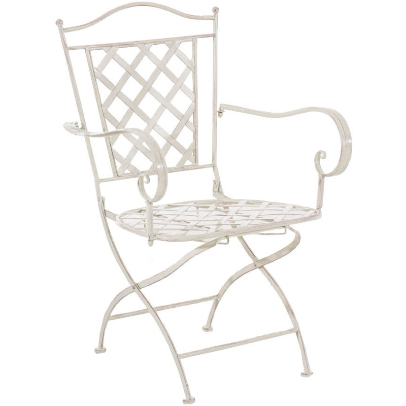 Chaise de jardin Pliante Avec accoudoirs Janna en Métal Beige - 1