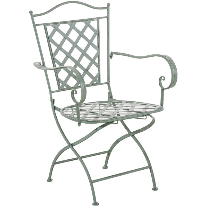 Chaise de jardin Pliante Avec accoudoirs Janna en Métal Vert - 1