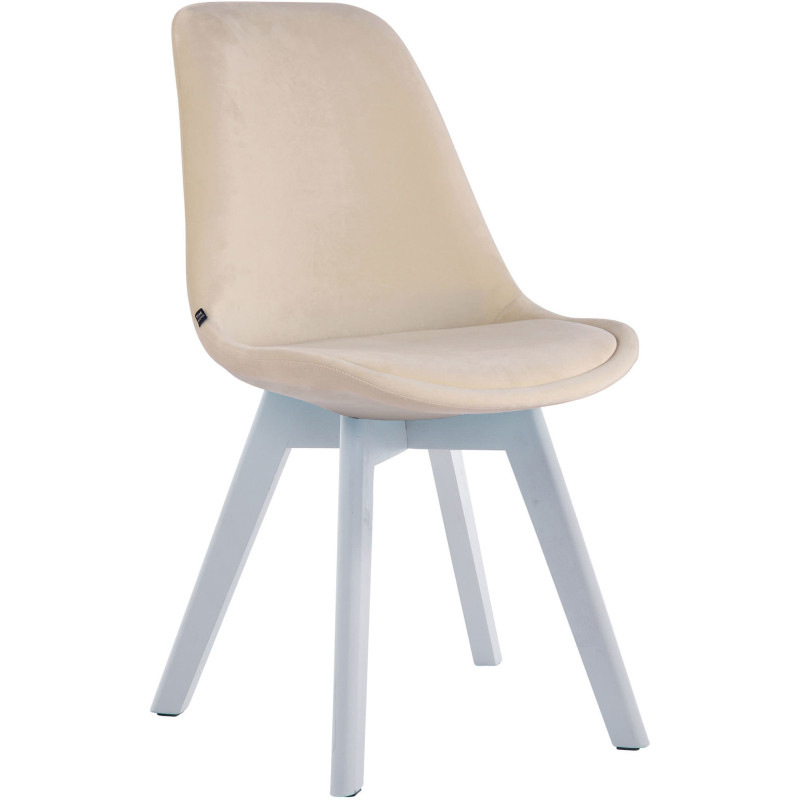 Chaise Sakina en Velours Beige Bois de hêtre Blanc  - 1