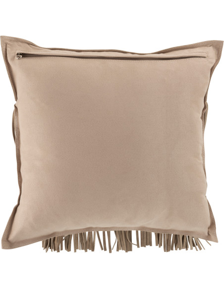 Coussin Carré Wildly 45x45 en Cuir véritable Gris clair Motif flêches Avec franges - 2