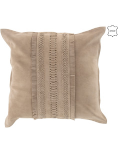 Coussin Carré Wildly 45x45 en Cuir véritable Gris clair Motif flêches - 1