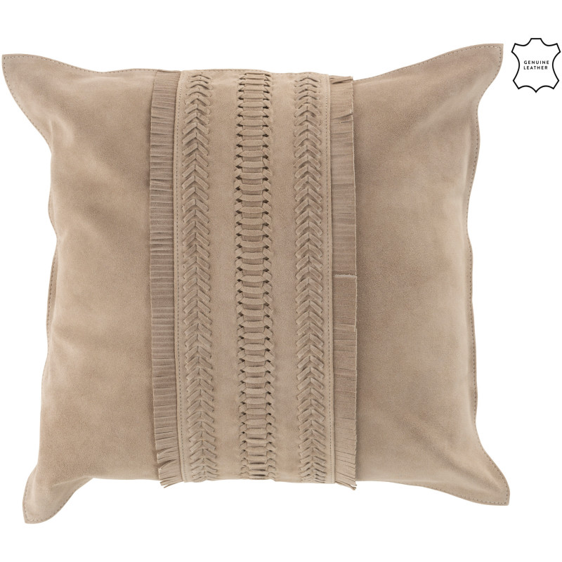 Coussin Carré Wildly 45x45 en Cuir véritable Gris clair Motif flêches - 1